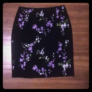 Floral Embroidered Tahari Pencil Skirt